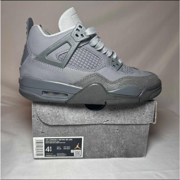 Size 4.5 - Nike Air Jordan 4 Retro SE GS Wet Cement Men's Shoes Ships Now - Picture 1 of 10